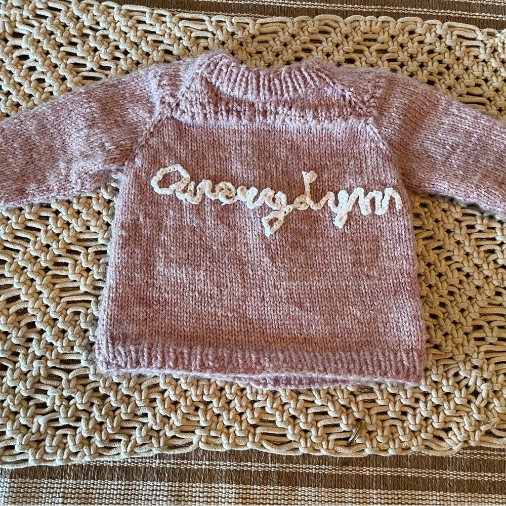 Custom knit sweater sizes from NB-10 yrs